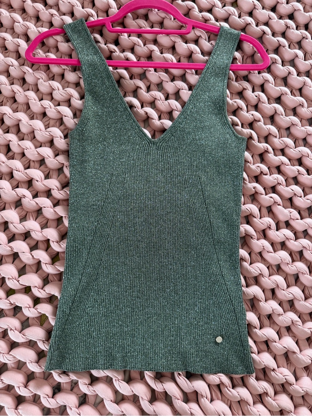 Ted Baker London Ribbed V-Neck Tank Top - Green